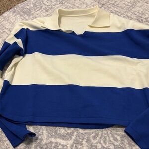 Blue and Cream Striped long sleeve top